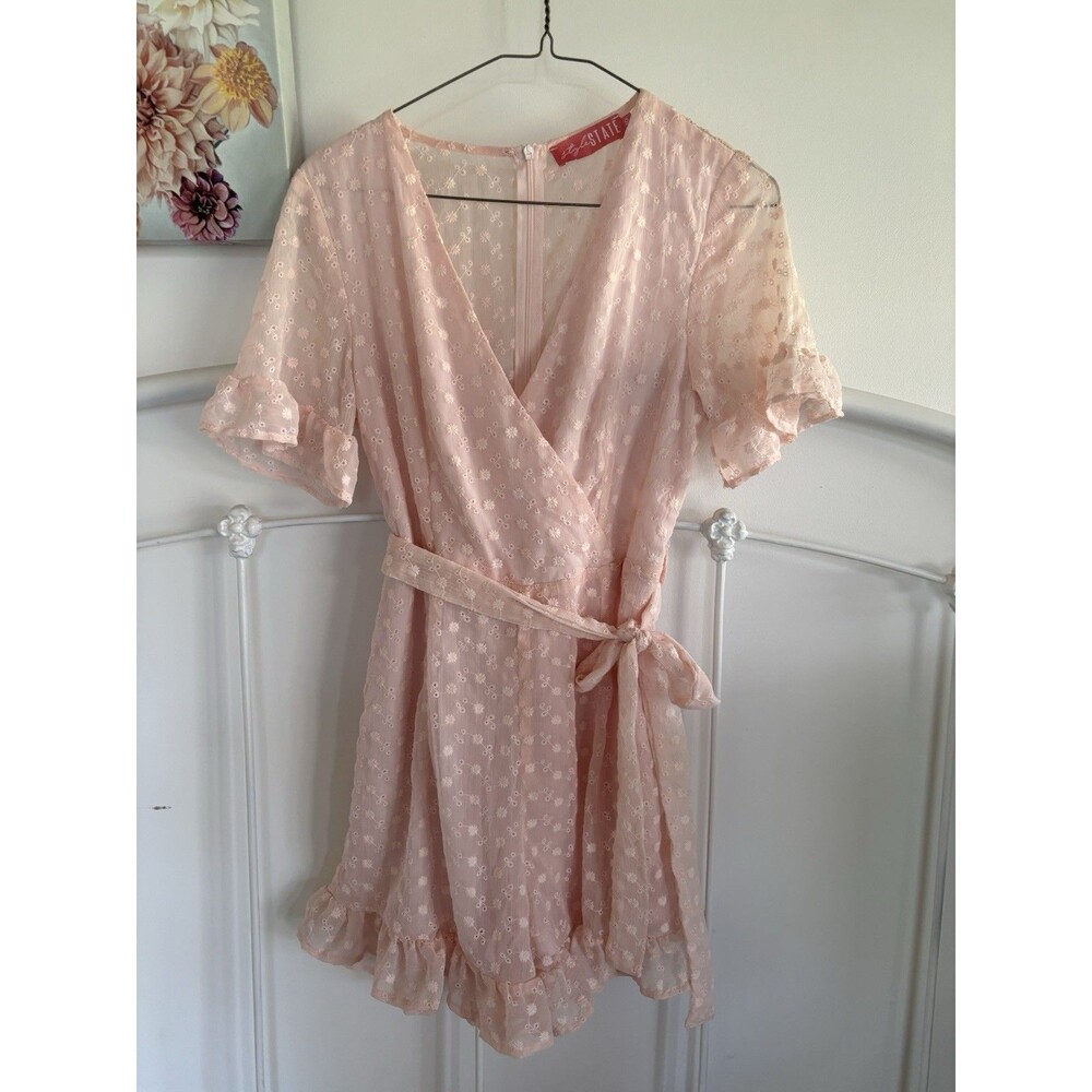 Pink Lace Y2K Wrap Front Shirt boho cottagecore Peasant Size 10